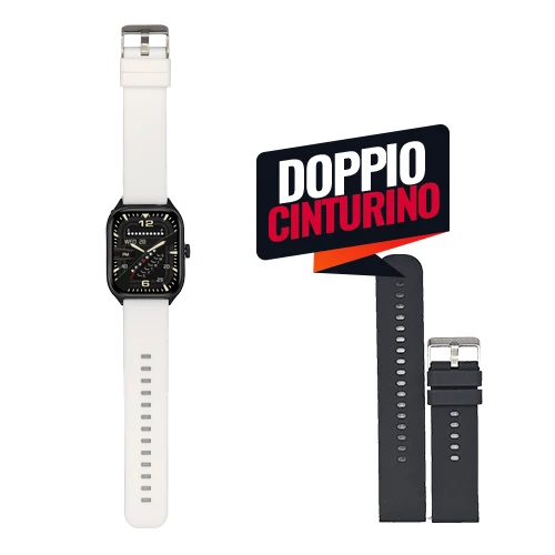 Smartwatch SGS Square LINK Doppio Cinturino Silicone White + BK