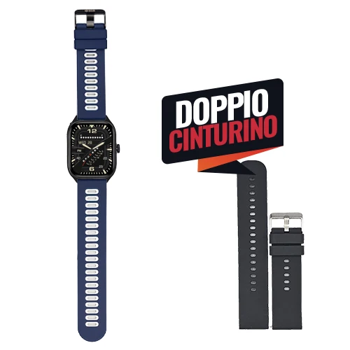 Smartwatch SGS Square LINK Doppio Cinturino Sport Blue + BK