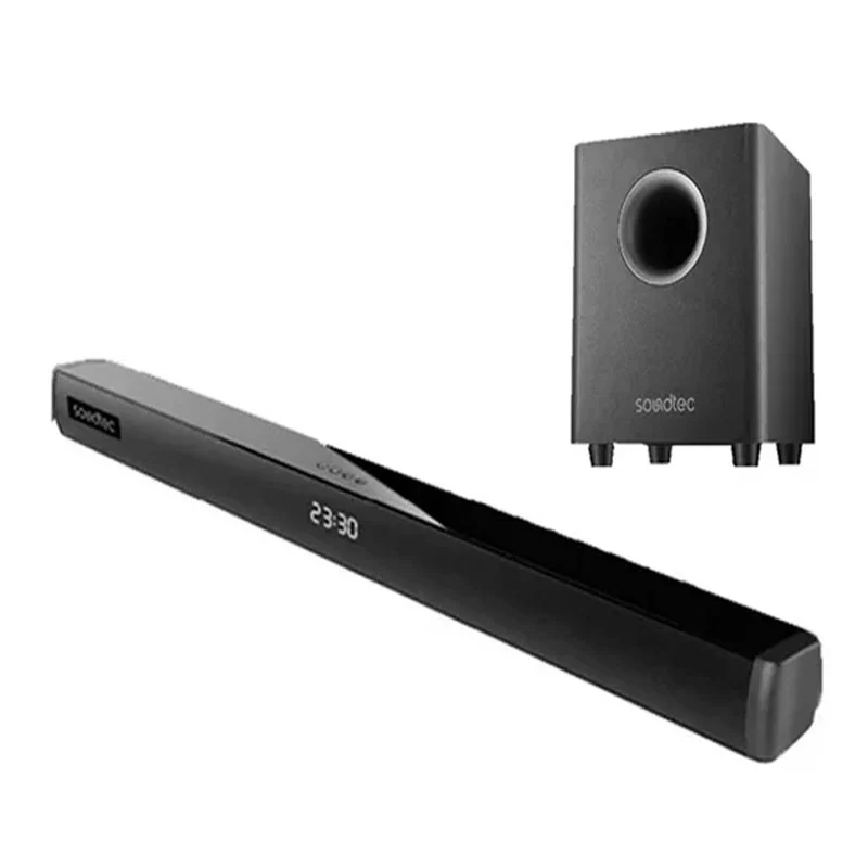 Porodo Soundtec 2.1 CH Soundbar With Wireless Subwoofe, Black