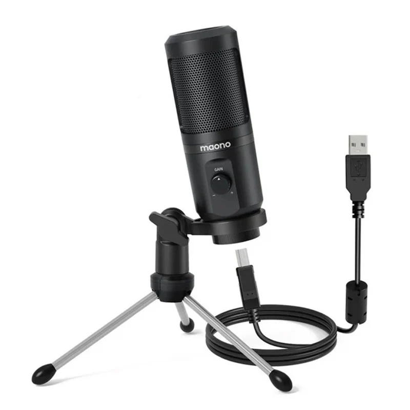 Maonocaster AU-PM461TR USB Gaming Microphone with Mic Gain - Black