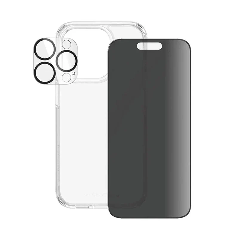 PanzerGlass Ultra Wide Fit with D3O Bundle Tempered Glass Screen Protector for iPhone 15 - Privacy