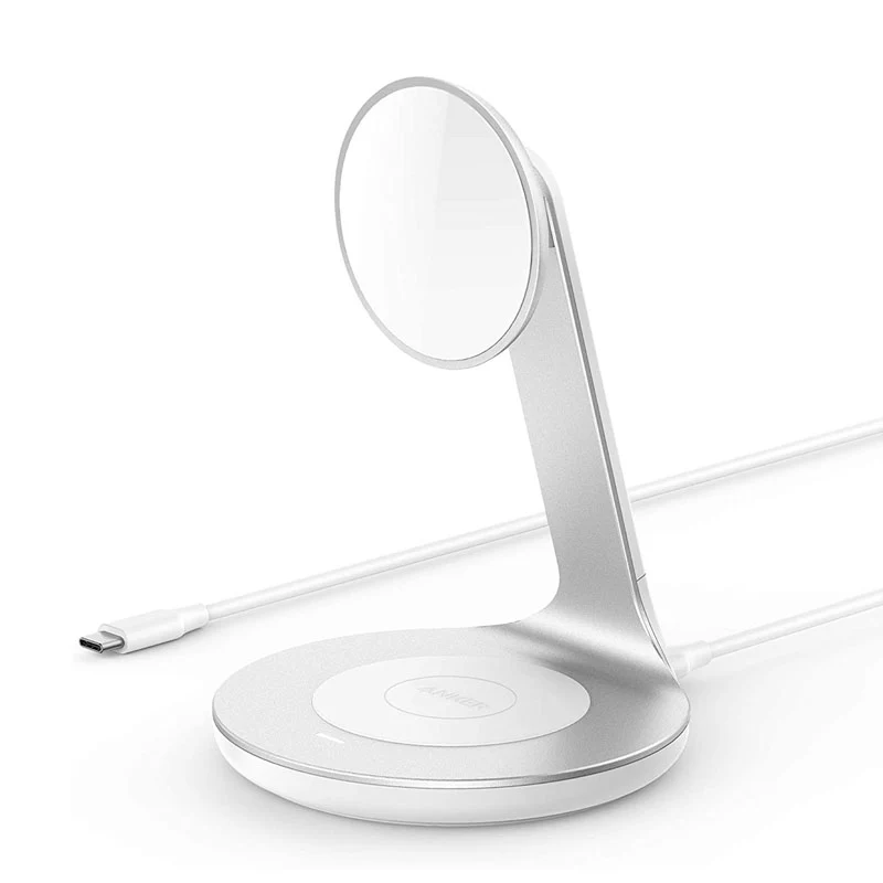 Anker Wireless Charger, PowerWave Magnetic 2-in-1 Stand USB-C Cable, Wireless Charging Station