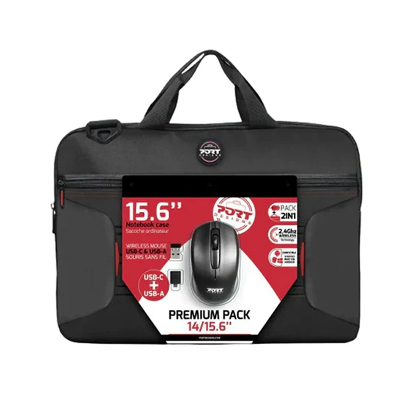 Port Designs Premium Pack Laptop Case 14-15.6" With Wireless Mouse