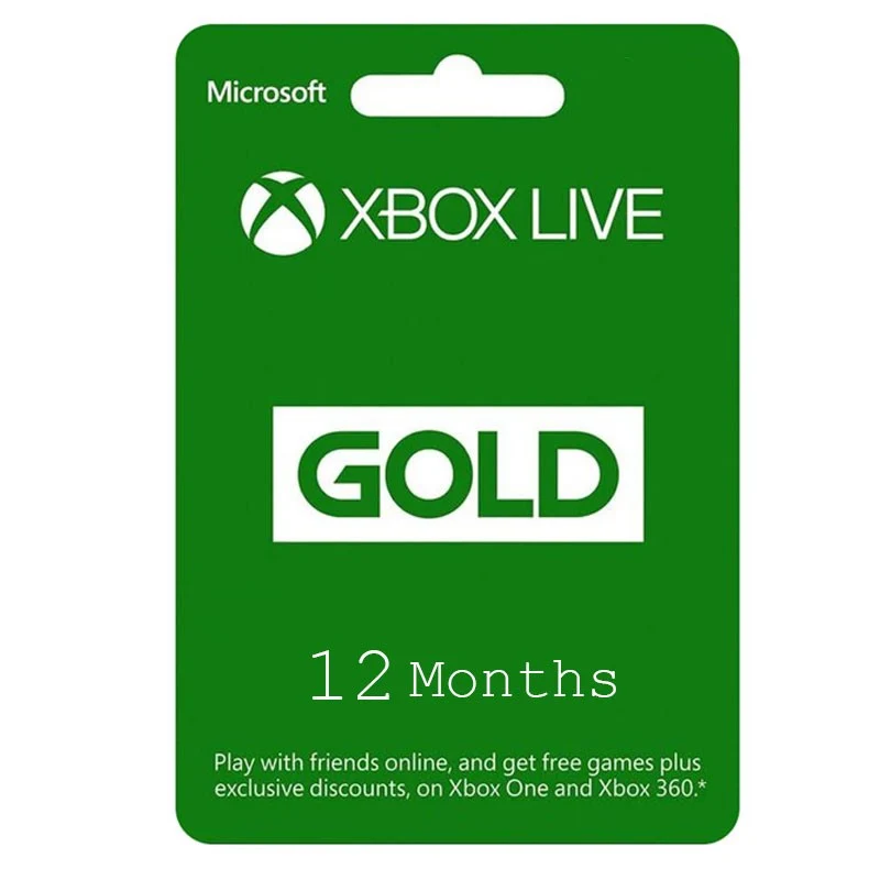 Microsoft Xbox Live 12 Month Membership Gold Card For XBOX ONE and XBOX 360 - US Region