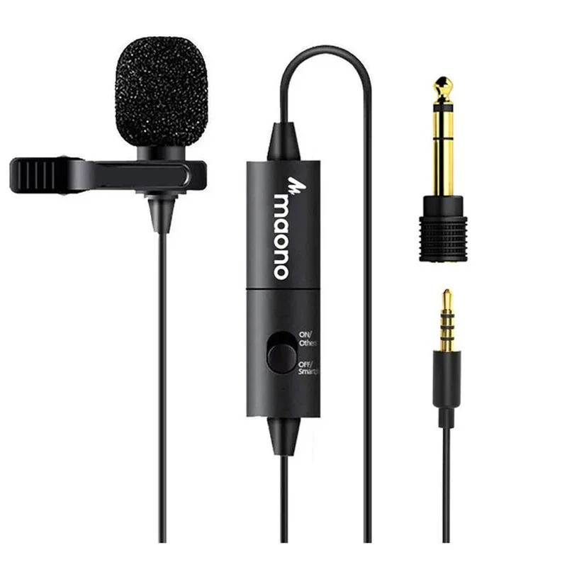 Maonocaster AU-100 Condenser Clip On Lavalier Microphone With Audio Cable - Black