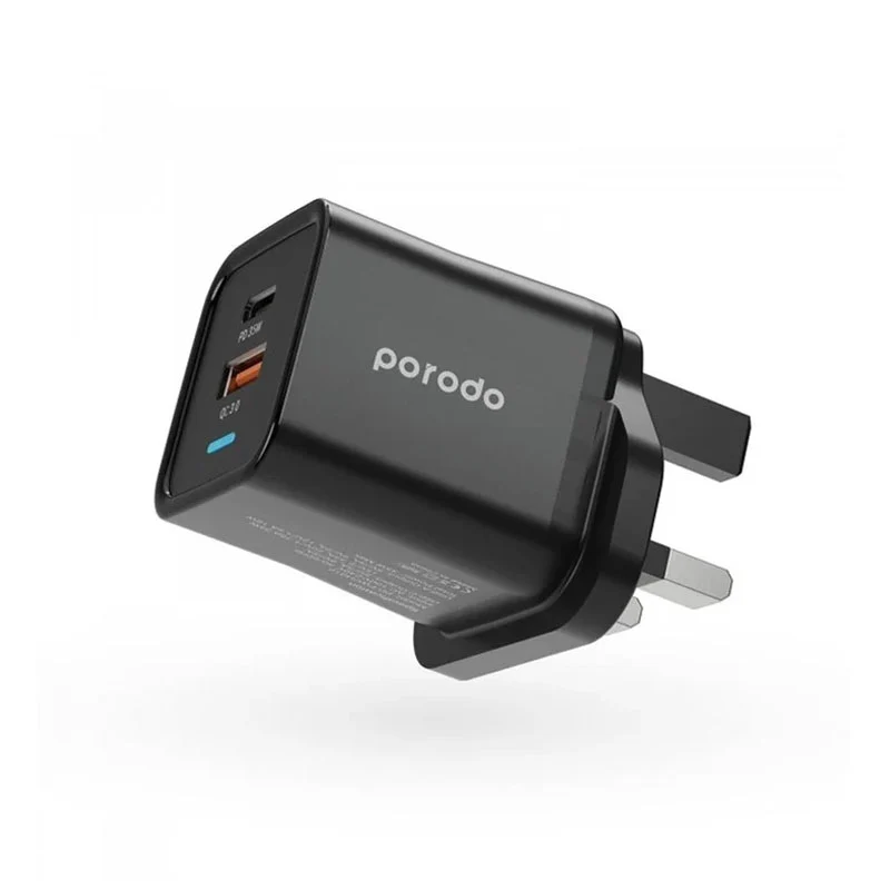 Porodo Dual Port PD + USB-A ( 35W+18W) Charger, Black