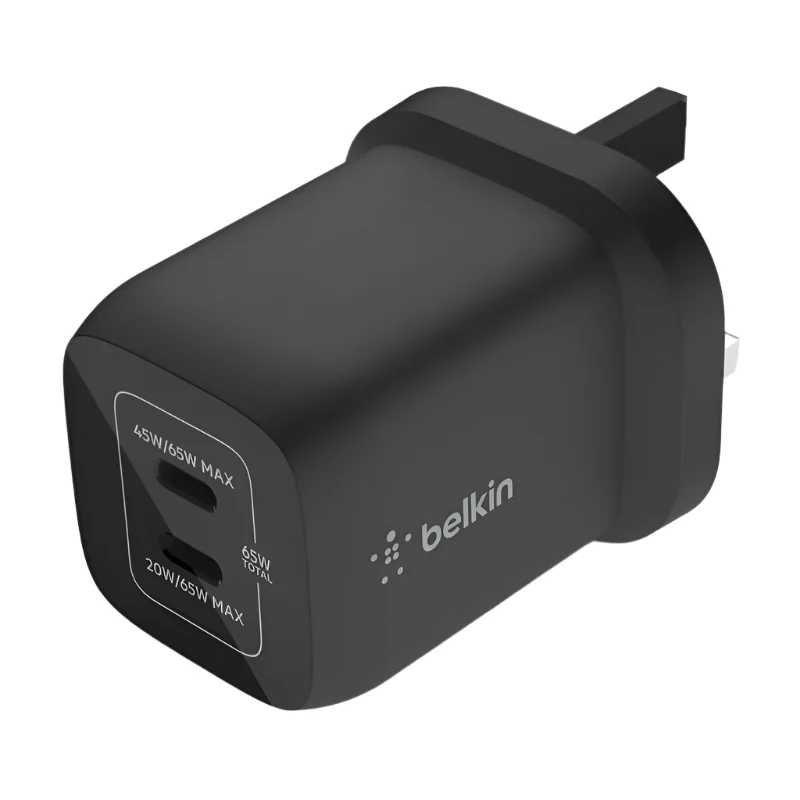 Belkin 65 W Dual USB-C GAN PD Wall Charger - Black