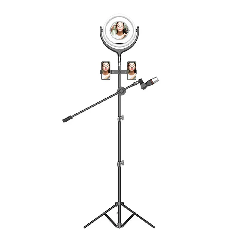 Makeup Selfie Light Ring Light, 12" Dimmable With Tripod Stand, Carrying Bag And Dual Mirror & Microphone For Youtube Videos, Take Pictures, Ring Light For Streamers