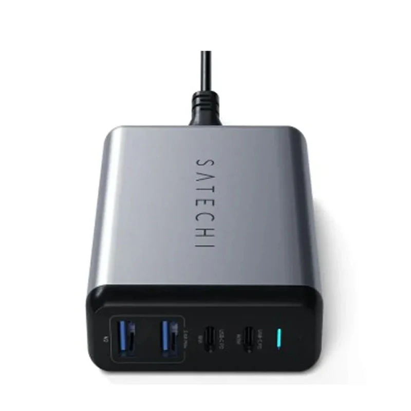 Satechi 75W Dual Type-C PD Travel Charger Adapter with 2 USB-C PD & 2 USB 3.0 - Space Grey