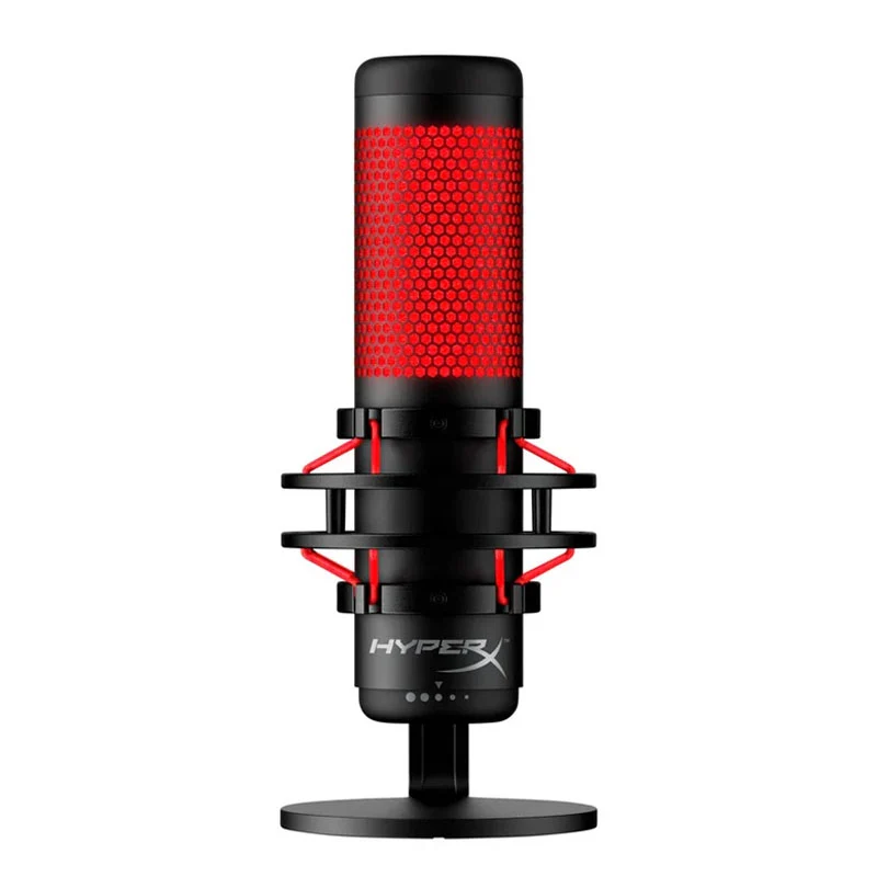 HyperX QuadCast USB Condenser Standalone Gaming Microphone for PC, PS5, PS4 & Mac (Red Lighting) - Black/Red