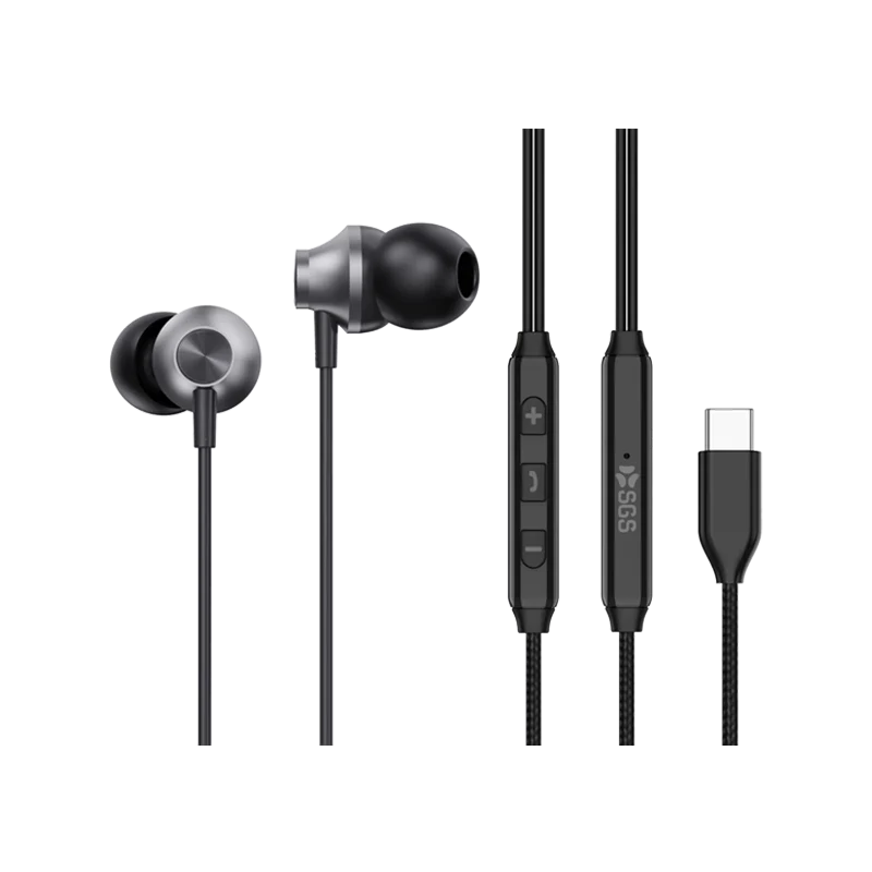 SGS In-Ear Bean Auricolare Stereo Type-C Black con gommini