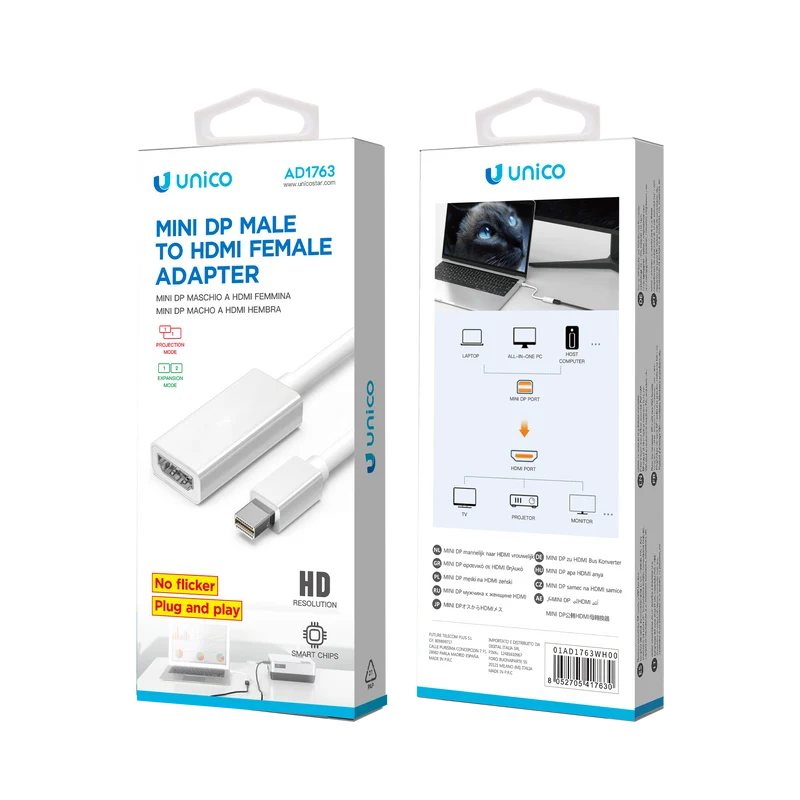 AD1763 Cable adaptador mini DP macho a HDMI hembra