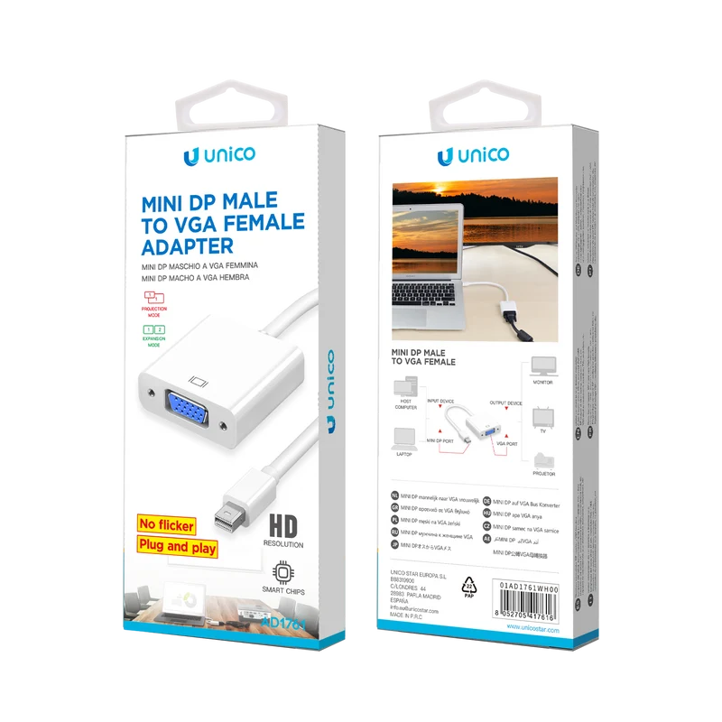 AD1761 Cable adaptador mini DP macho a VGA hembra