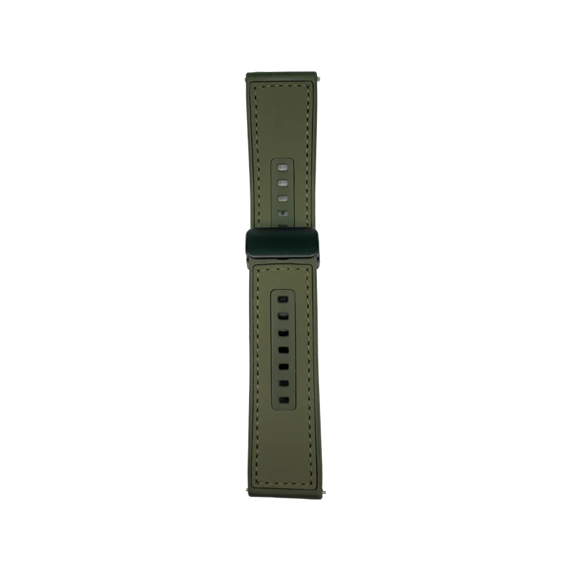 Cinturino Per Smartwatch 22mm In Pelle E Silicone - Verde