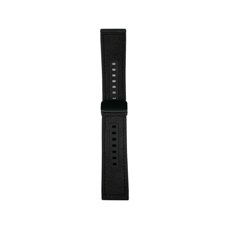 Cinturino Per Smartwatch 22mm In Pelle E Silicone - Nero
