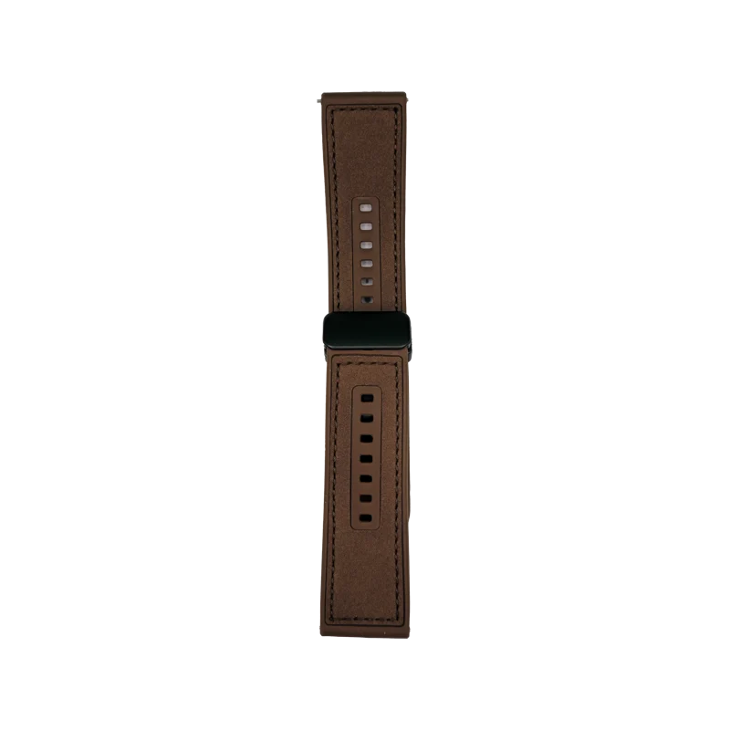 Cinturino Per Smartwatch 22mm In Pelle E Silicone - Marrone