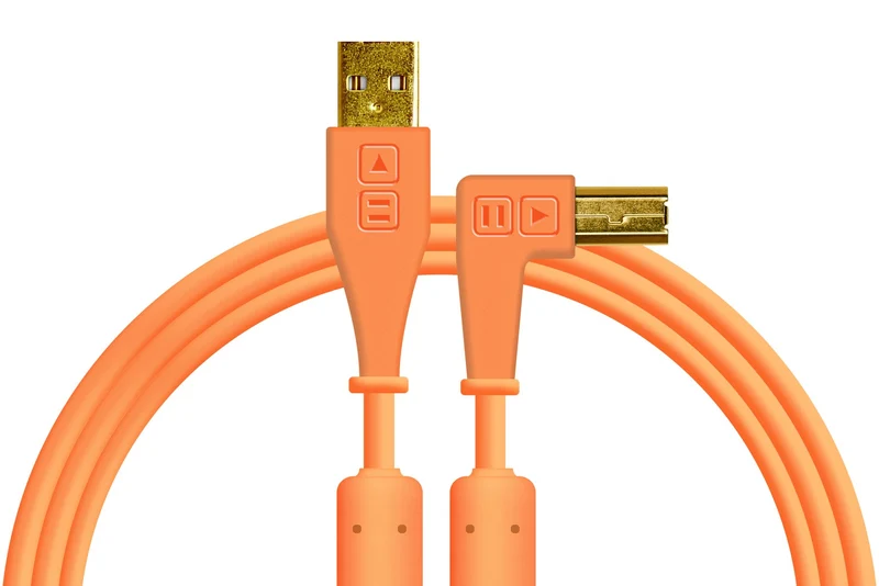 Chroma Cables: Audio Optimized USB Cables - Neon Orange Right Angle
