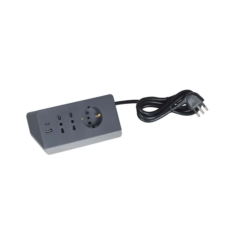 Multipresa da scrivania Bticino con 2 prese USB tipo A+C - bianca -nera S3711DBU - S3711GBU