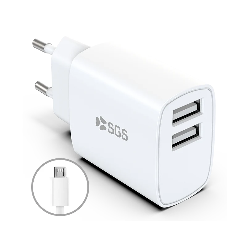 Caricatore Dual USB 2.4Amp 12W + Cavo Micro Usb