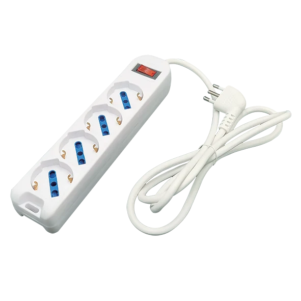 Multipresa Imperia appendibile 4xP40 +INTERR+ PROTEZ. CAVO 1,5MT spina 10A 2500w bianca interruttore CAVO 1,5MT 900253