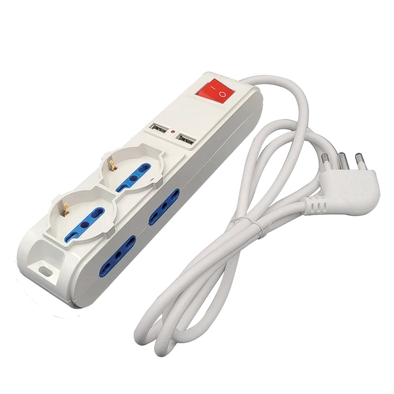 Multipresa Imperia Usb 2xP40 +4 P17/11 +2 16A 3500w interruttore luminoso bianca 900857