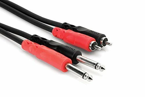 Hosa Technology Two 1/4" Phone Male to Two RCA Male Unbalanced Cable (Molded Plugs) - 10'