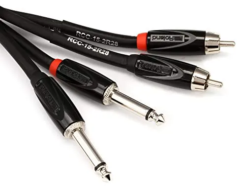Roland Black Series Interconnect Cable, Dual RCA to Dual 1/4-Inch, 15-Feet