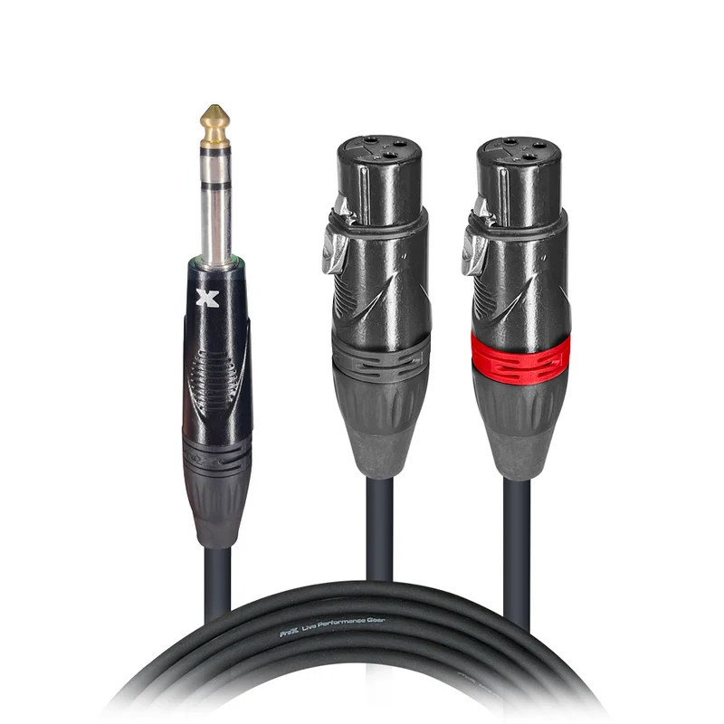 Prox XC-SYXF03 3' 1/4 TRS-M Stereo to Dual XLR-F High Performance Y Cable