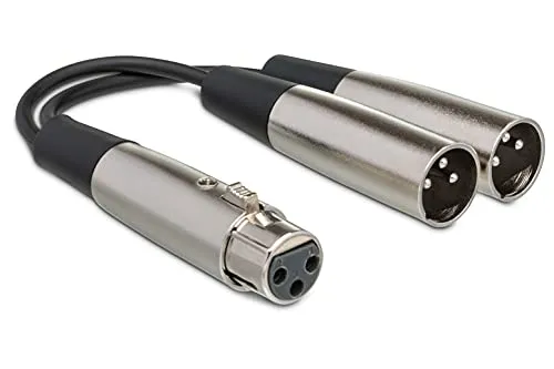 Hosa YXM-101.5 XLR3F to Dual XLR3M Y Cable, 1.5 Feet