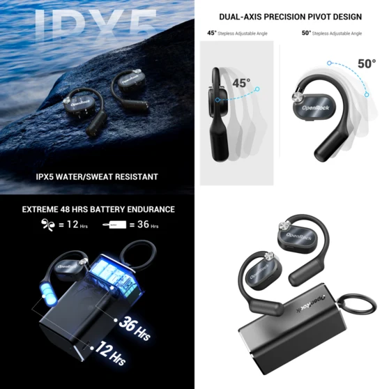 Cuffie Bluetooth Wireless Nero OneOdio OpenRock X A Conduzione Aperta ONERX226B