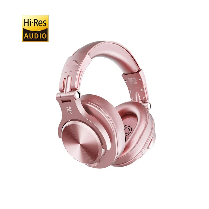Cuffie Bluetooth Wireless Rosa Oro OneOdio Fusion A70 Hi-Res, Cavo e Microfono ONEOA70755P
