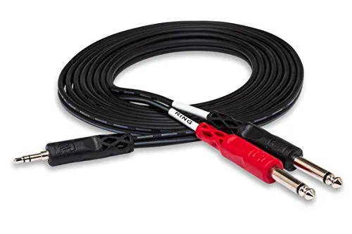 Hosa CMP-153 3.5 mm TRS to Dual 1/4 TS Stereo Breakout Cable, 3 Feet