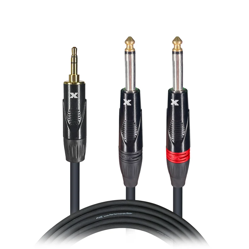 ProX 5 Ft. Unbalanced 3.5mm. Mini-TRS to Dual TS-M High Performance Audio Y Cable