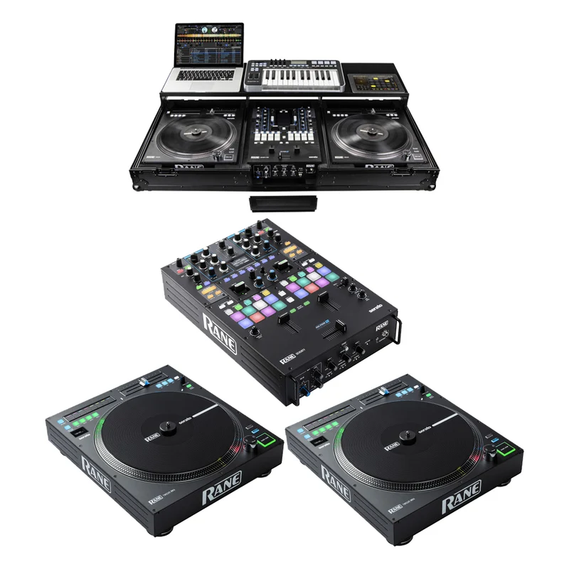 2 x RANE DJ TWELVE MKII + 1 x Rane SEVENTY + 1 x Odyssey DJ Coffin Case for Rane Seventy / Seventy-Two Mixer and Two Rane Twelve Players (Black Anodized)