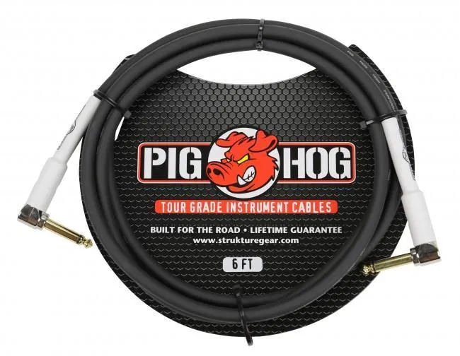 Pig Hog PH6RR 6ft 1/4" Right Angle - 1/4" Right Angle 8mm Inst. Cable