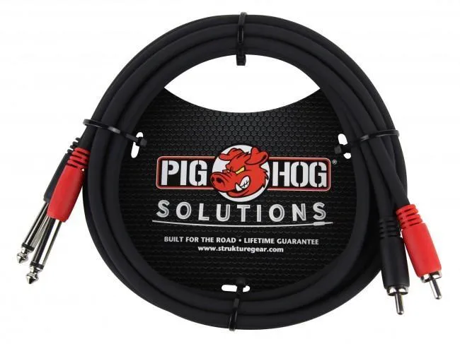 Pig Hog PD-R1406 6' RCA Male to 1/4" Mono Male Dual Cable