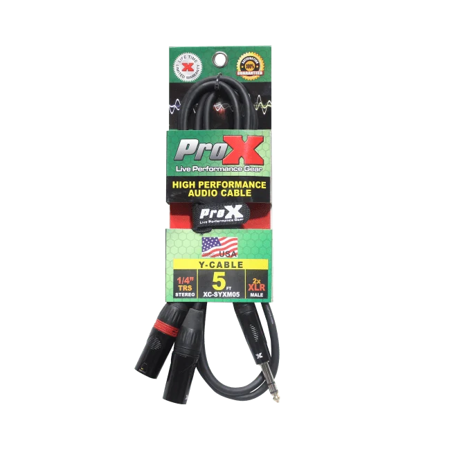 ProX - 1/4" TRS Stereo to DUAL XLR Y 5ft Cable