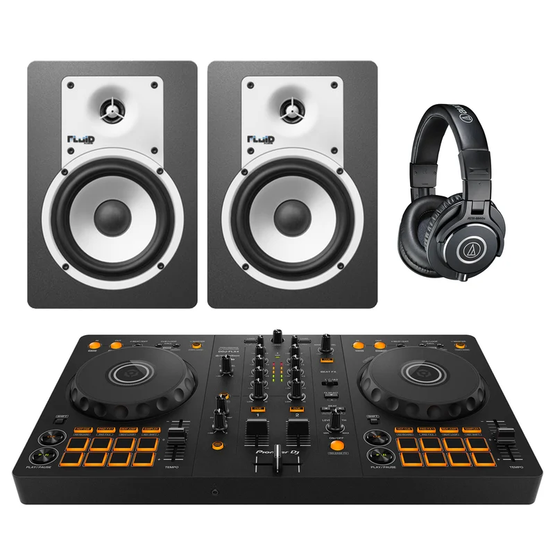 Pioneer DJ FLX-4 + Fluid Audio C5BT + M40X Bundle