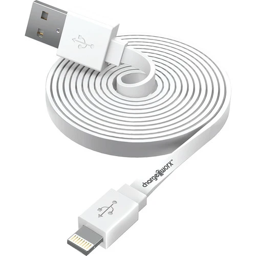 Chargeworx CX4507WH Lightning Flat Sync & Charge Cable, White