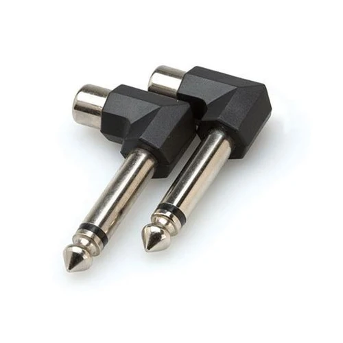 Hosa GPR-123 RCA to 1/4" TS Right Angle Adaptors, 2 Pieces