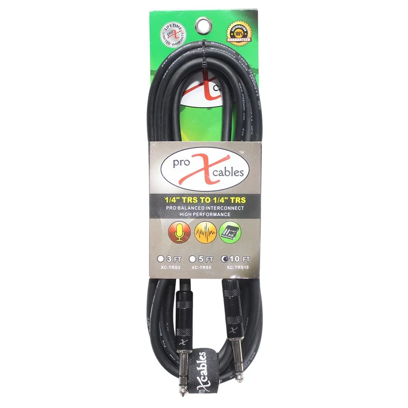 ProX 1/4" TRS to 1/4" TRS Cable, 10'
