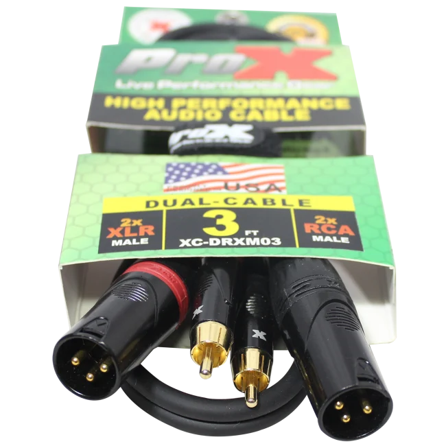 ProX XC-DRXM03 (3ft Dual RCA-M to Dual XRL3-M High Performance Cable)