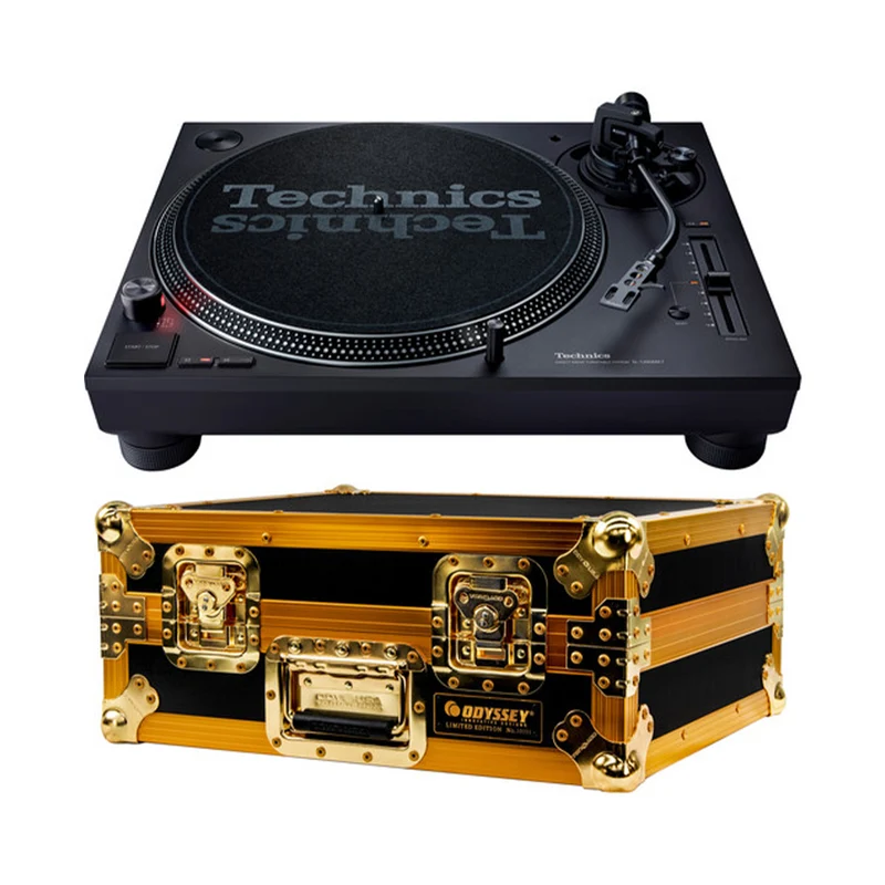 Technics SL-1200MK7 + Odyssey Limited Edition Gold Turntable Flight Case