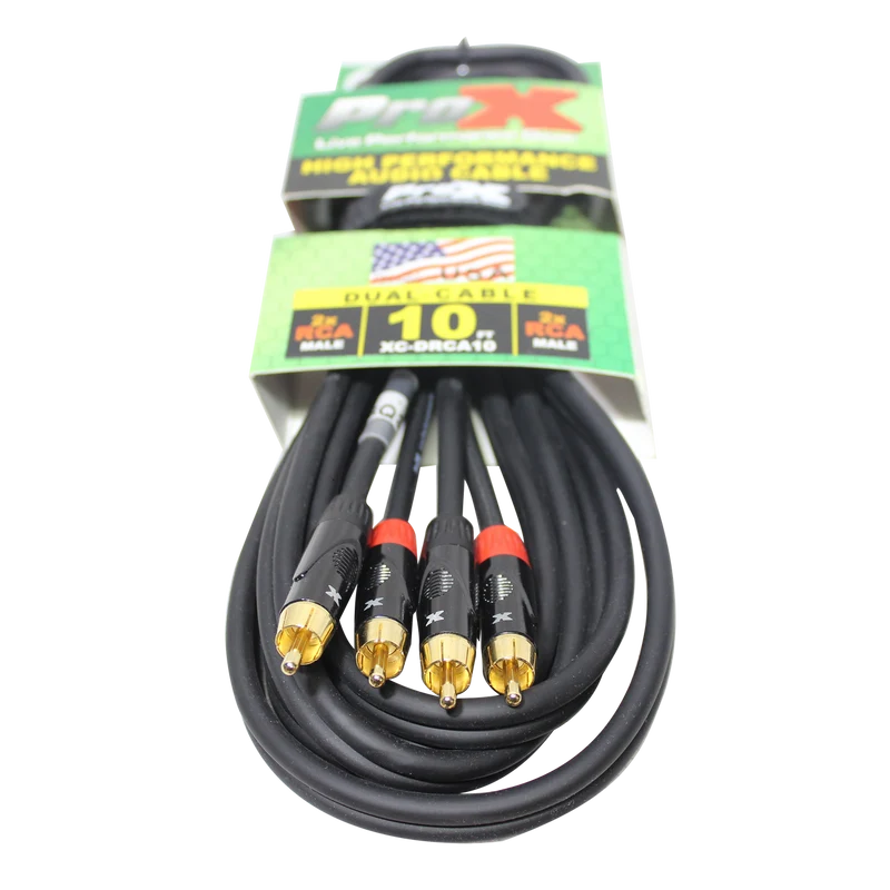 PROX (XC-DRCA10) 10 FT. UNBALANCED DUAL RCA-M TO DUAL RCA-M HIGH PERFORMANCE AUDIO CABLE