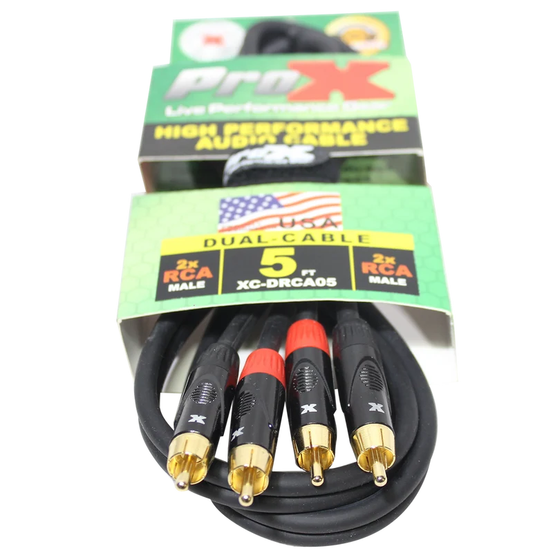 ProX 5 FT. UNBALANCED DUAL RCA-M TO DUAL RCA-M HIGH PERFORMANCE AUDIO CABLE (XC-DRCA05)