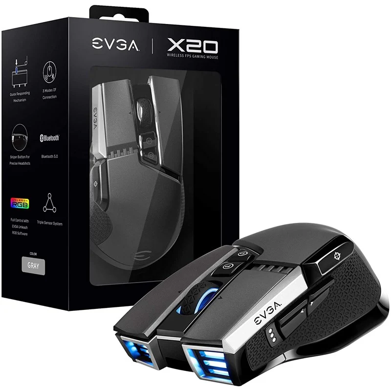 EVGA X20 Customizable, 16000 DPI, Wireless Gaming Mouse - Black
