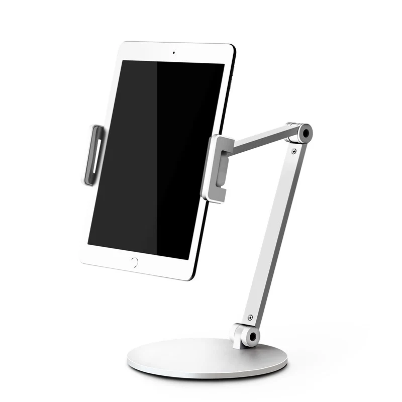 UPERGO AP-7L Aluminum Alloy Long Arm Height Adjustable Phone And Tablet Stand/Holder For upto 17" iPad And Tablet - White