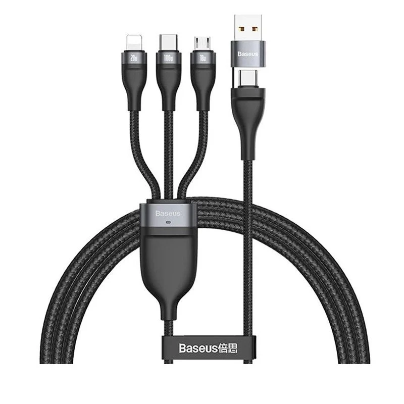 Baseus Flash Series Two For Three Charging Cable U+C to M+L+C 100 Watts