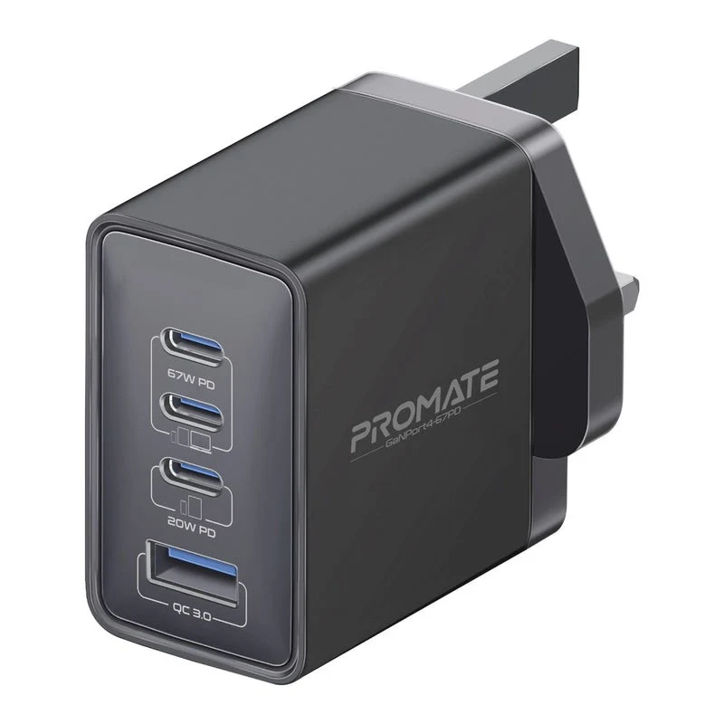 Promate 67W PD GaNFast Charger - Black