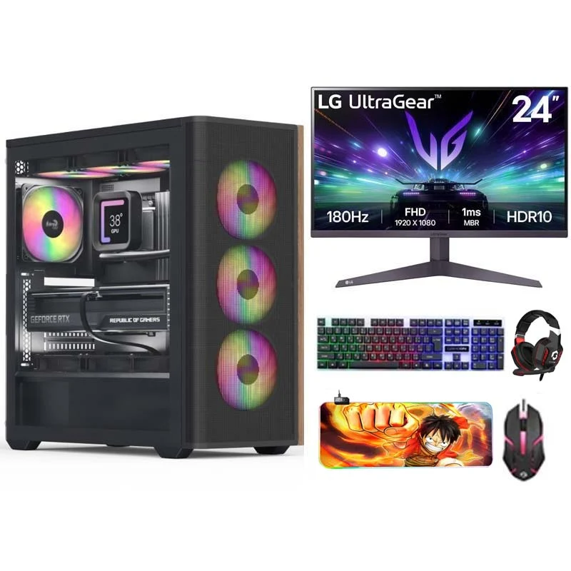 i5 Gaming PC, i5-14400F, RTX 5060 8GB, Windows 11 Pro with Gaming Monitor and 4in1 Gaming Kit